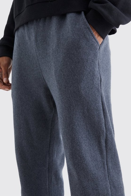 Lockere gerippte Ottoman Jogginghose mit geteiltem Saum