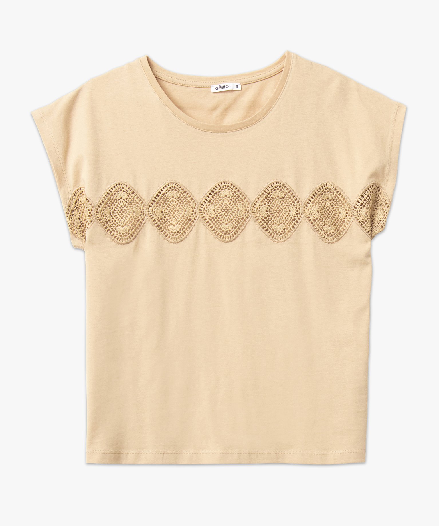 Tee-shirt sans manches avec bande brodée femme beige | GEMO