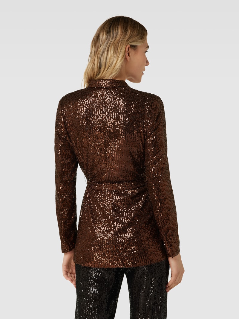 Blazer mit Bindegürtel Modell 'XLENJUEL' in metallic braun