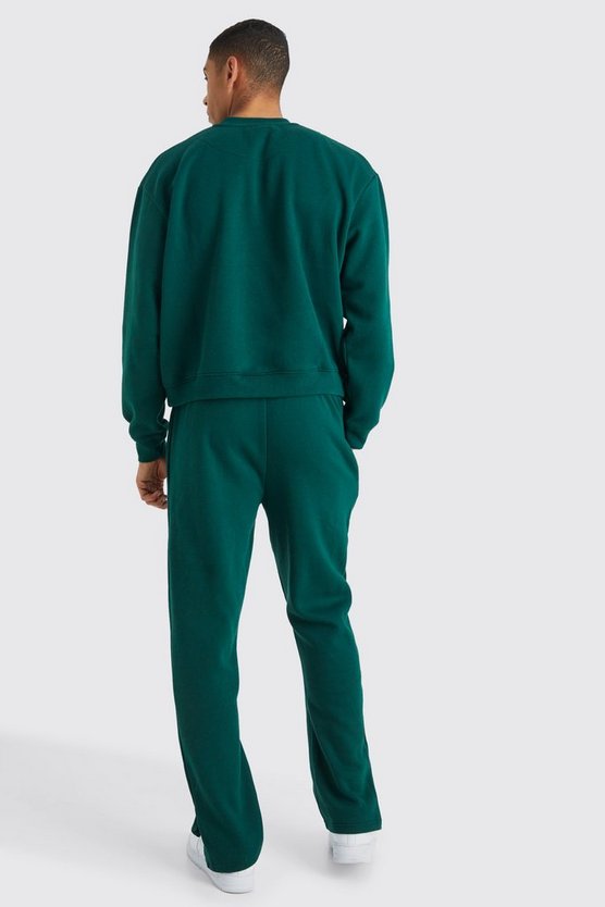 Kastiger Oversize Sweatshirt-Trainingsanzug mit Slogan