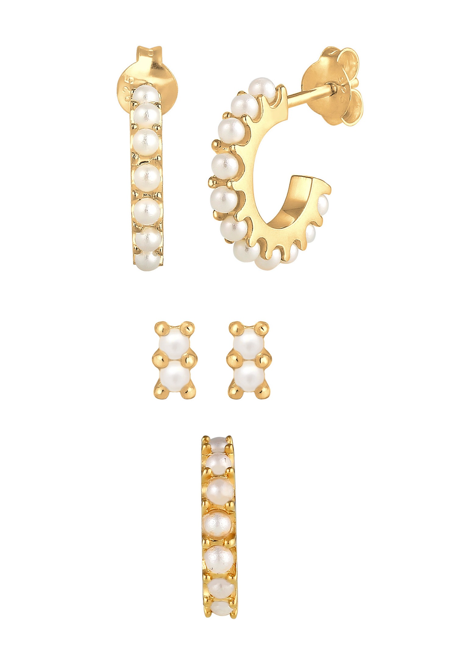 Elli Creoles Earcuff with Synthetic Pearls, Women's Earrings - (925/1000) Silver