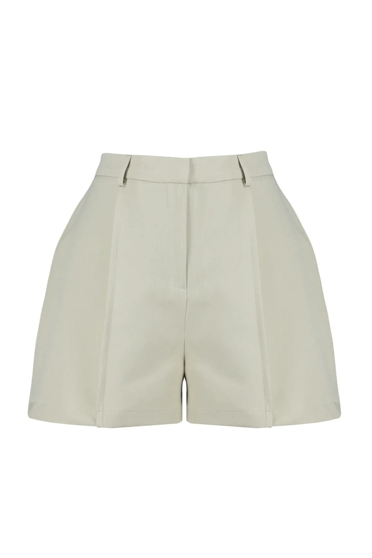 Trendyol Collection  Beige Shorts aus gewebtem Rippenmuster TWOSS23SR00079
