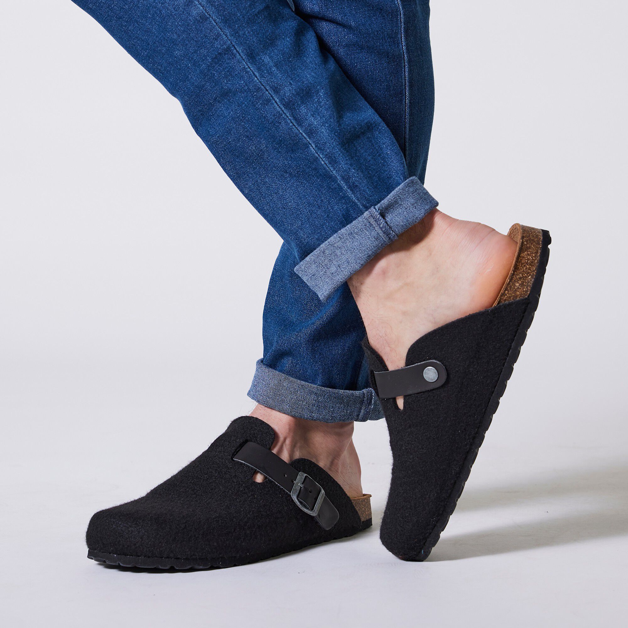 Mules sabot feutrine à boucle