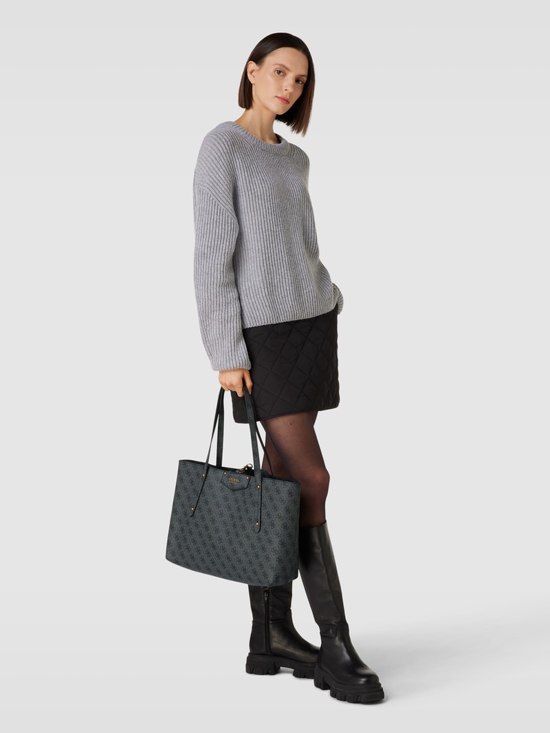 Shopper mit Allover-Muster Modell 'ECO BRENTON' in schwarz