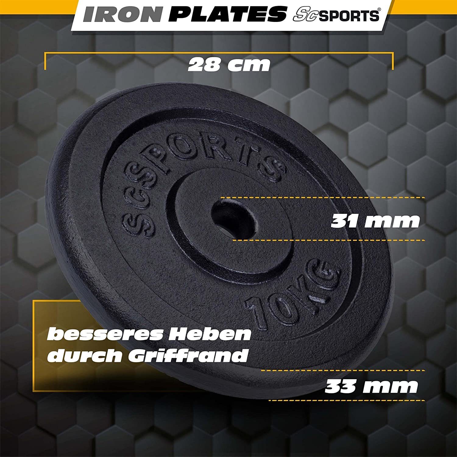ScSPORTS® Hantelscheiben Set 20 kg 30/31mm Gusseisen Gewichtsscheiben Gewichte, (10002968-tlg)