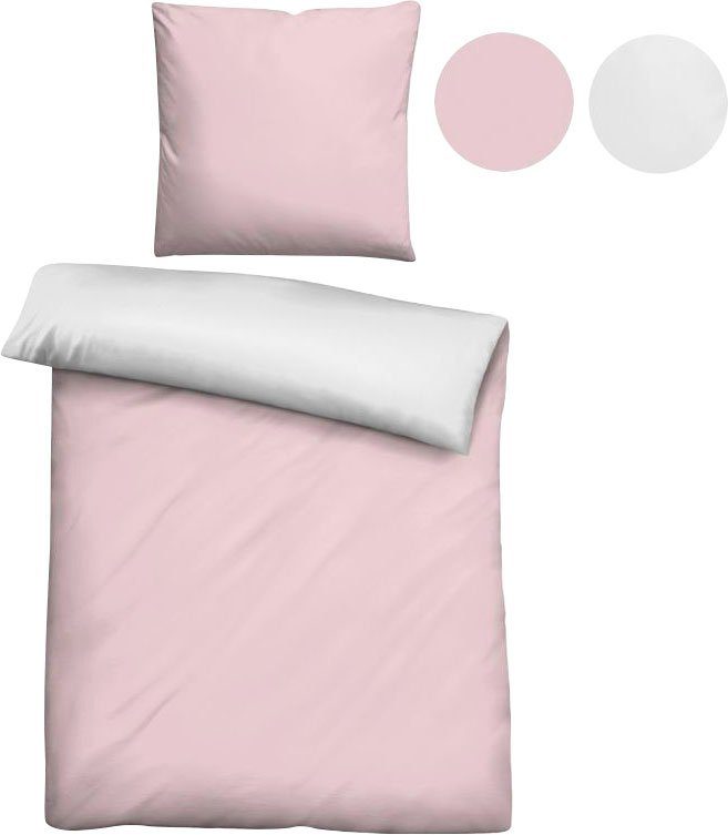 Wendebettwäsche Uni-Microfaser-Satin in Gr. 135x200 oder 155x220 cm, Castell - Markenbettwäsche, Microfaser-Satin, 2 teilig, pflegeleichte Bettwäsche mit Reißverschluss, Bettwäsche mit Wendeoptik