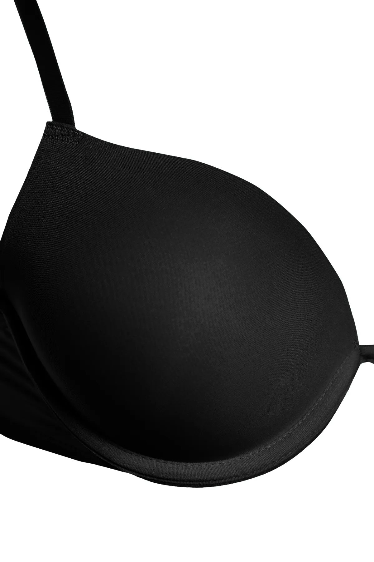 Trendyol Collection  Schwarzer T-Shirt-BH mit extra Push-Up-Effekt und String-Trägern, Strick-BH THMAW22SU0004