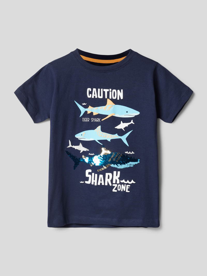 T-Shirt mit Motiv-Print in blau