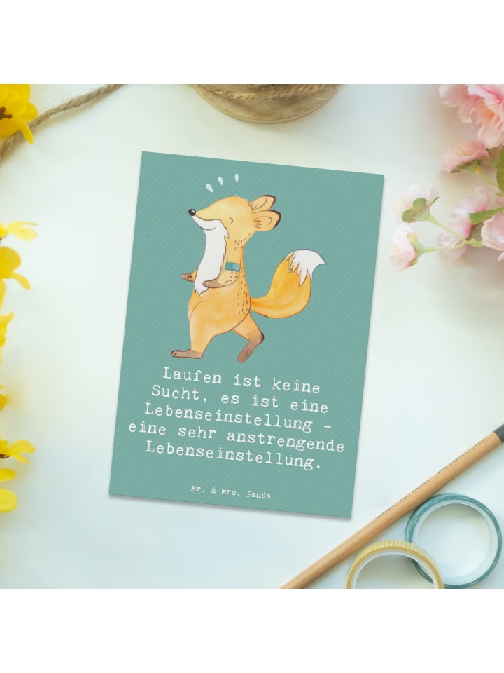 Mr. & Mrs. Panda Postkarte Laufen Lebensstil mit Spruch in Meeresbrise günstig kaufen onesize