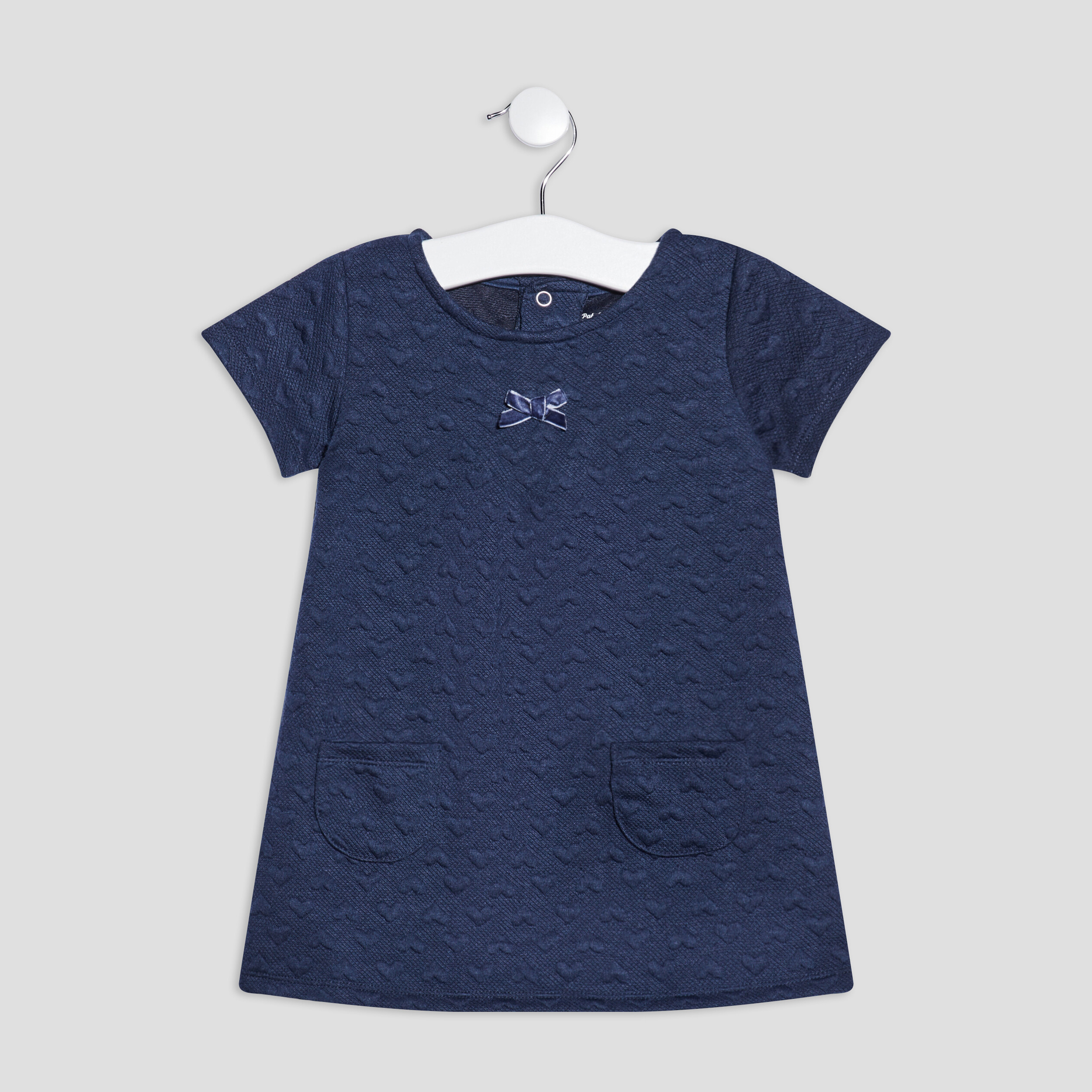 Robe trapèze à manches courtes bleu marine bébé fille | La Halle