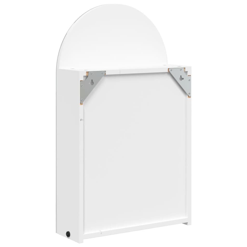 vidaXL Badezimmerspiegelschrank Spiegelschrank mit LED-Beleuchtung Gewölbt Weiß 42x13x70 cm (1-St)