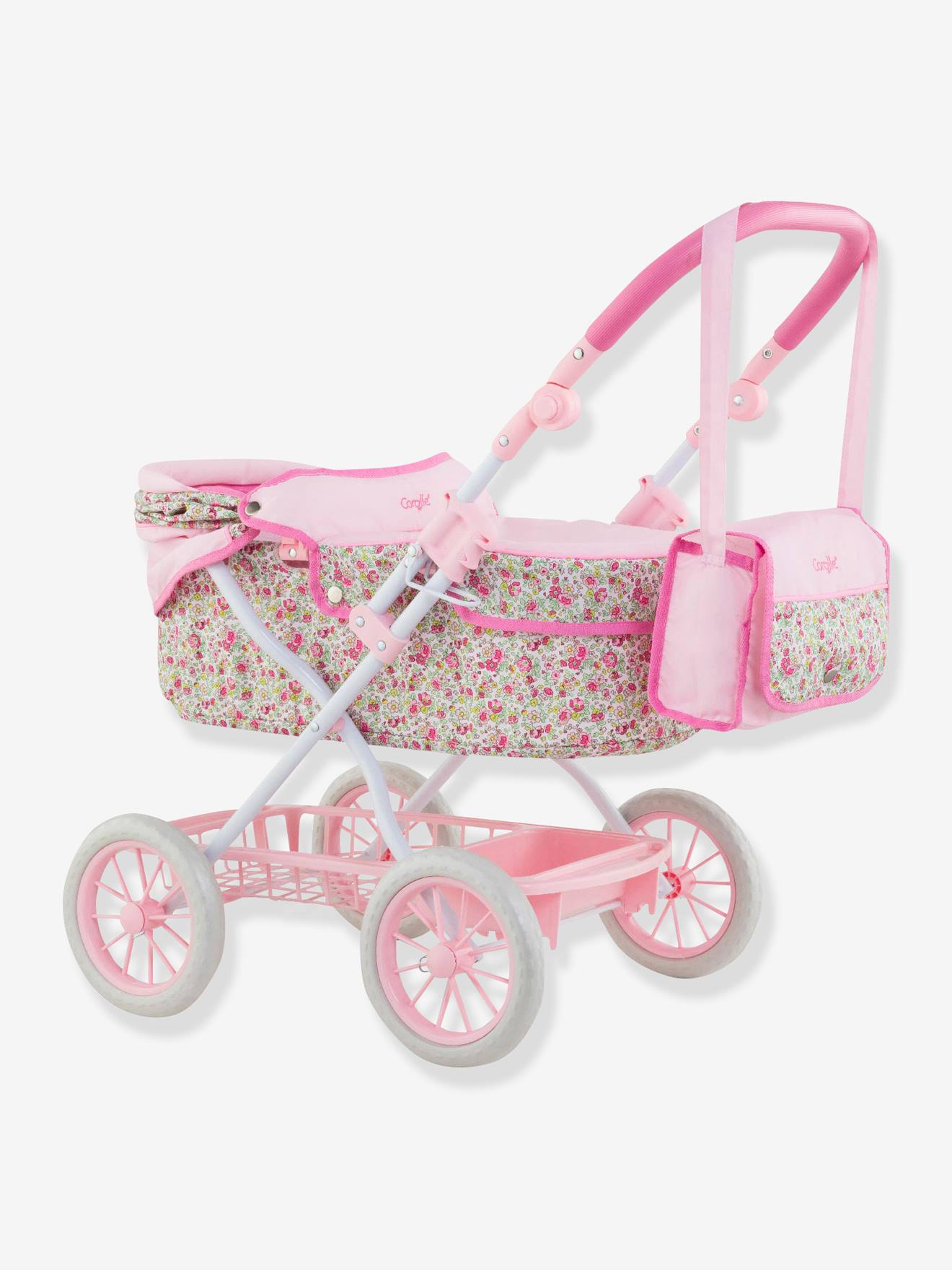 Corolle Puppen-Kinderwagen COROLLE für Puppen mit 36/42/52 cm - rosa geblümt