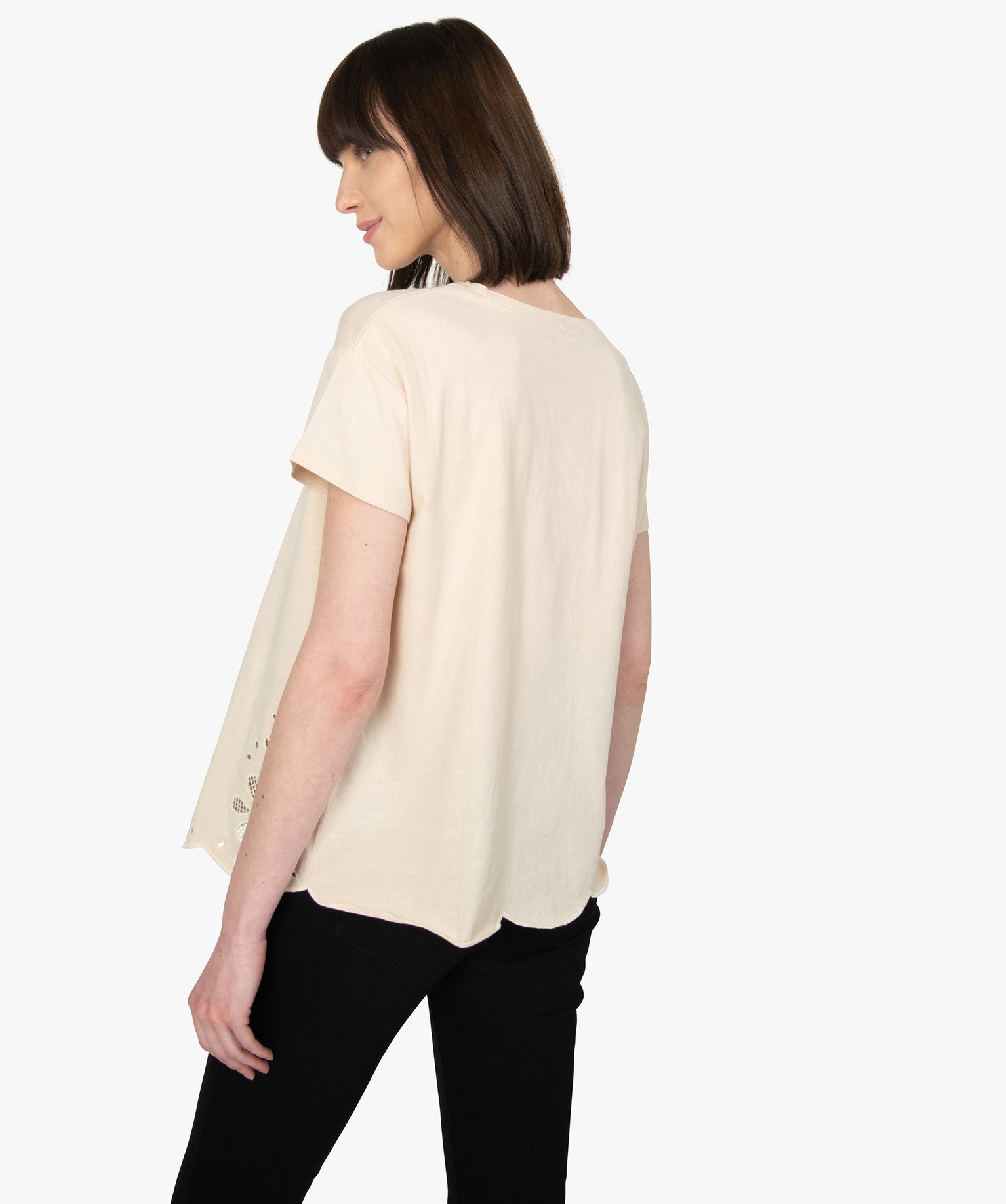 Tee-shirt femme à manches courtes avec bas brodé | GEMO