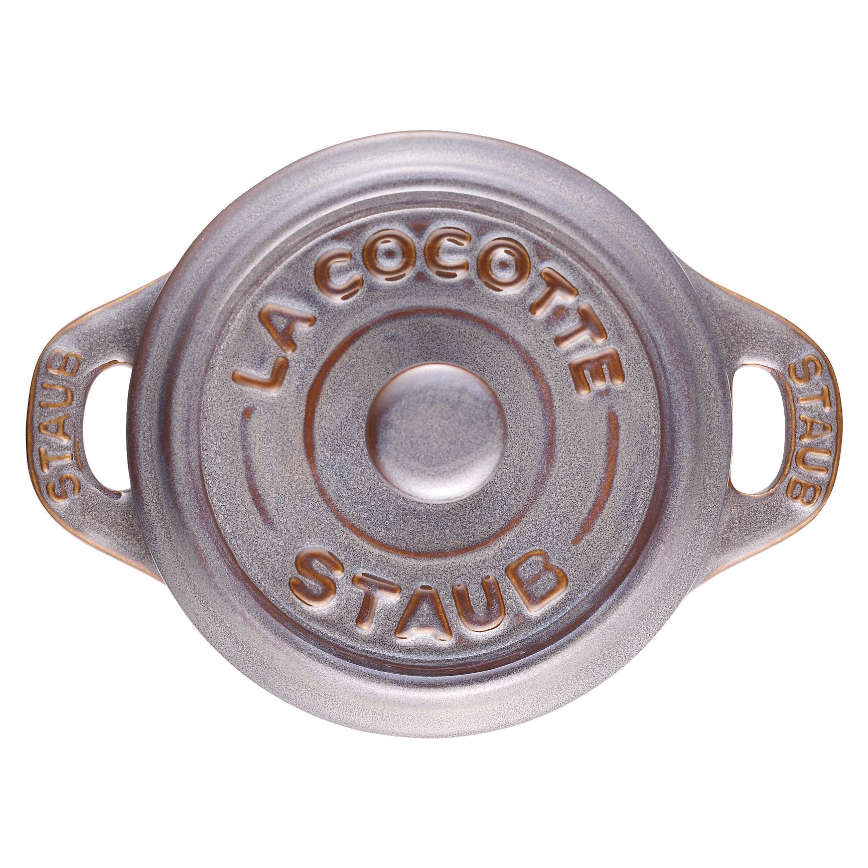 Mini Cocotte 10 cm, rund, Antik-Grau, Keramik