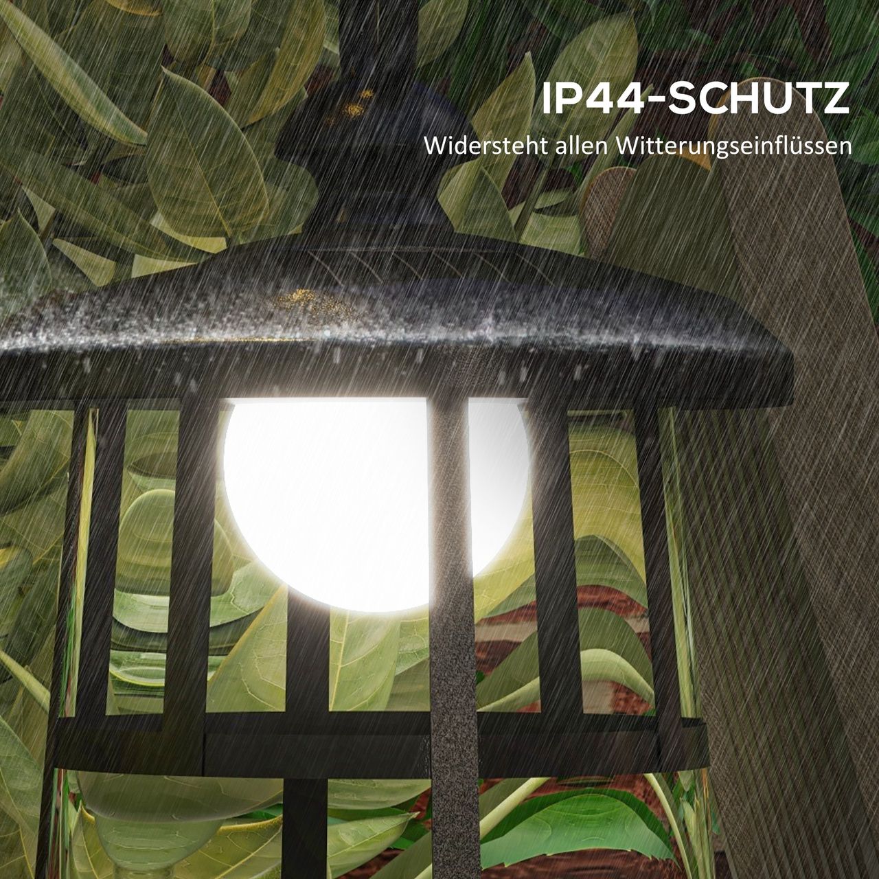 Outsunny Solar Gartenlaterne 122cm LED Gartenlampe mit Kaltweiß Licht für Außen