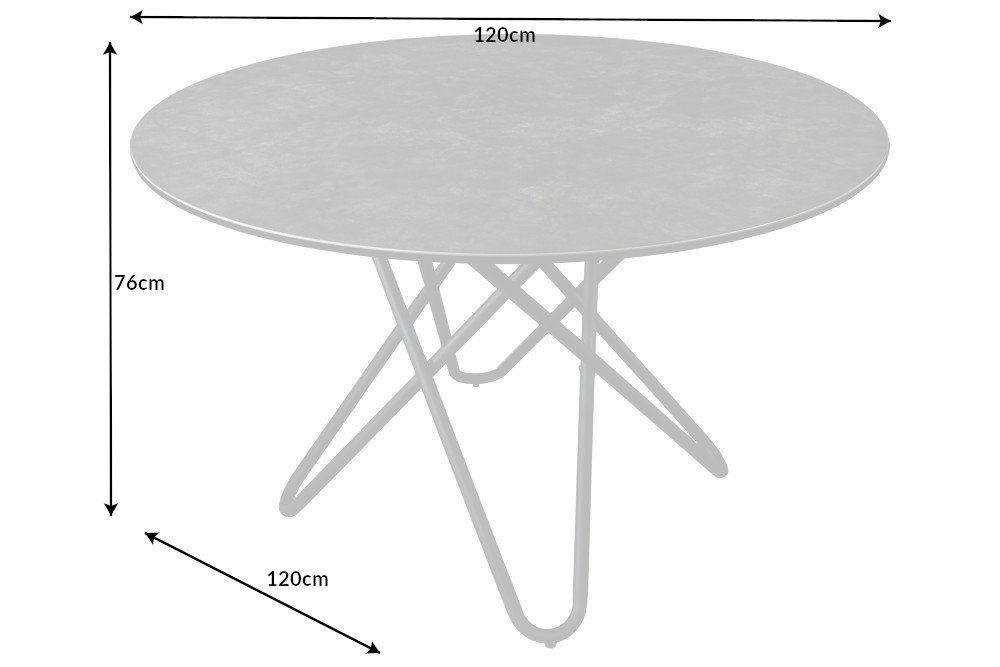 riess-ambiente Esstisch ELLIPSE 120cm anthrazit / schwarz (Einzelartikel, 1-St), Keramik · Metall · rund · Industrial Design