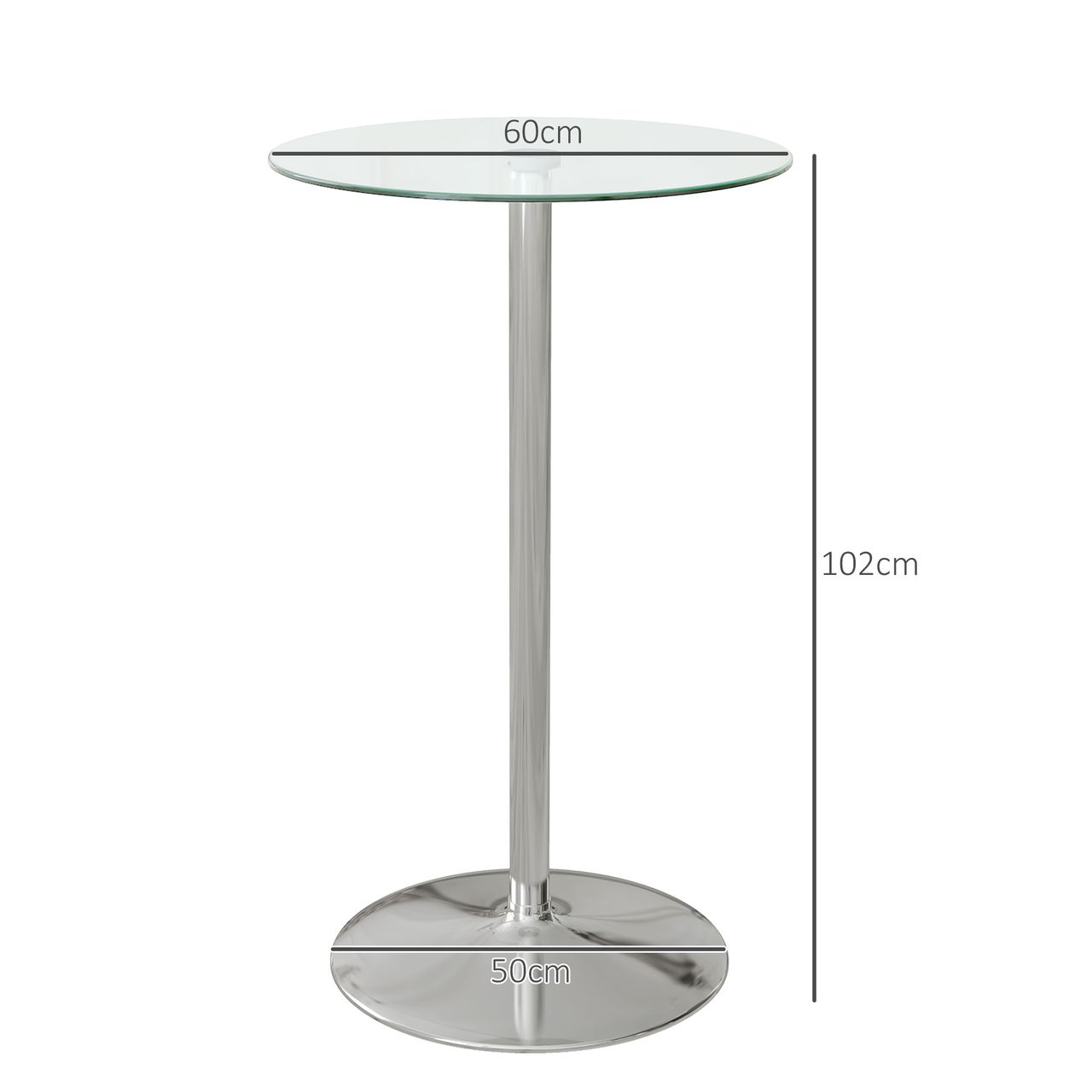 HOMCOM Stehtisch Bartisch für 2 Personen Esstisch mit Tischplatte aus Hartglas