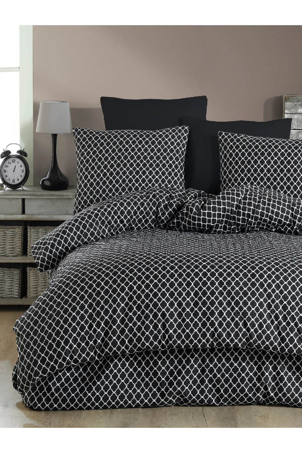 Güvenal  Bettwäsche Doppelbett - Grau - Geblümt