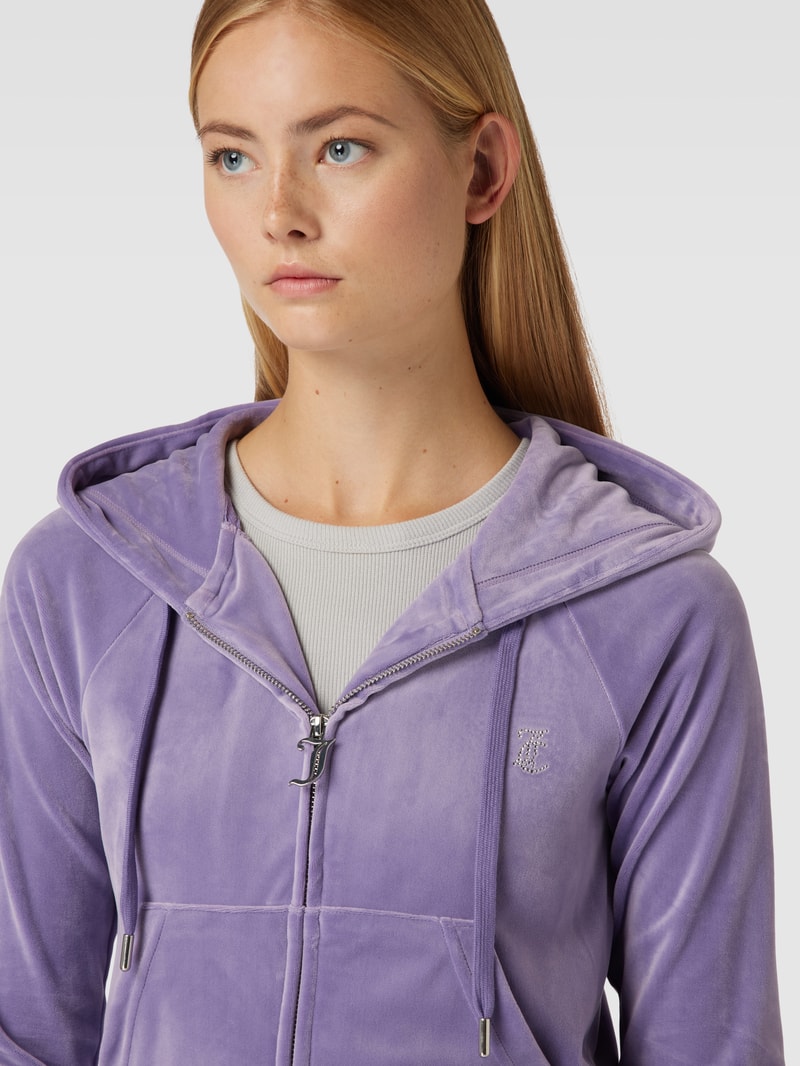 Sweatjacke mit Ziersteinbesatz Modell 'MADISON' in flieder