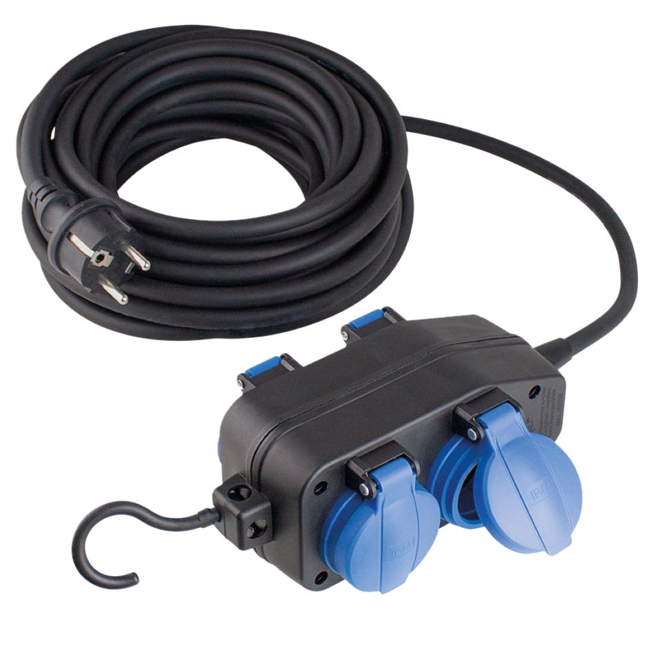 Prodlužovací kabel Schwabe 60671 H07RN-F 3G1,5 10 m s rozvodnou krabicí 230 V/16 A IP44 4cestný