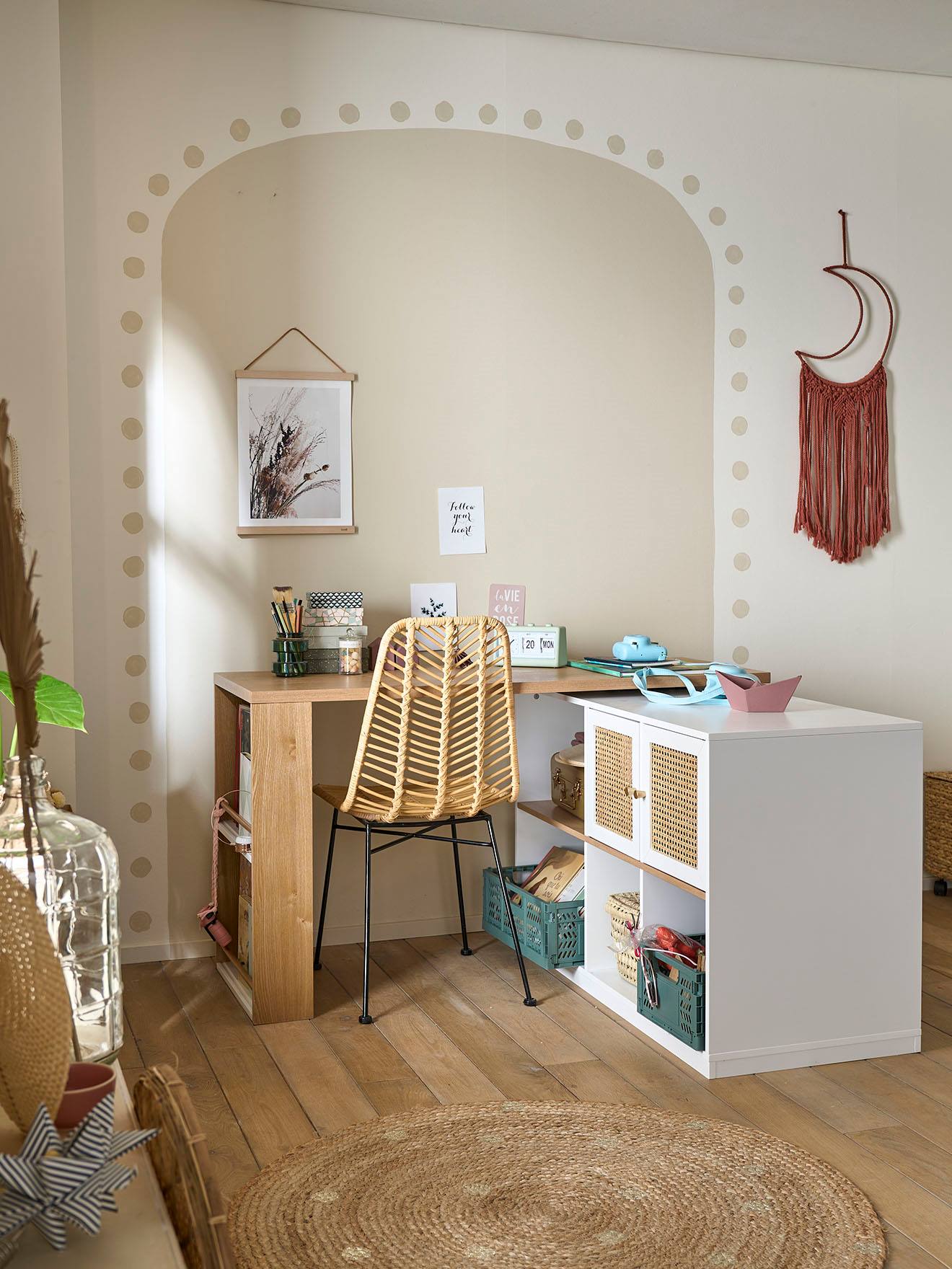 Vertbaudet Kinderschreibtisch TOUPIE mit Regal, schwenkbar - weiß