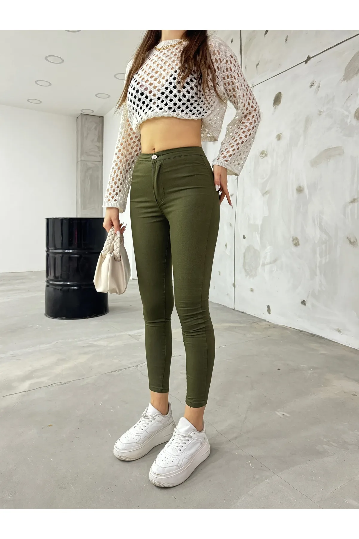 BİKELİFE  Khakifarbene Lycra-Leggings für Damen