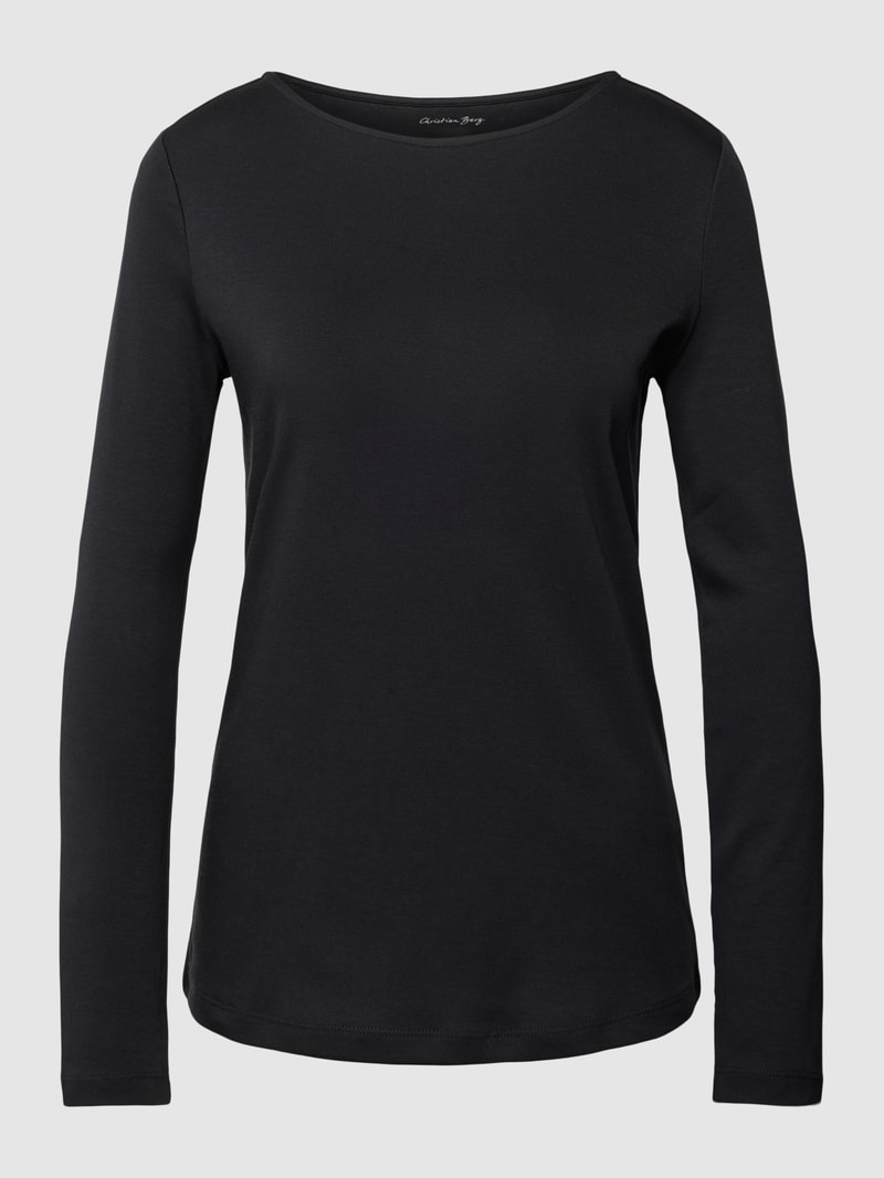 Longsleeve mit U-Boot-Ausschnitt in schwarz