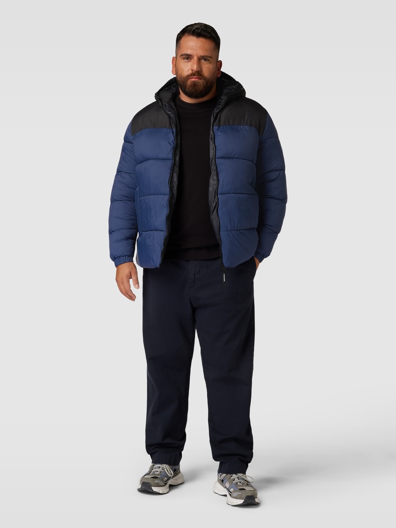PLUS SIZE Steppjacke mit Kapuze Modell 'TOBY' in dunkelblau