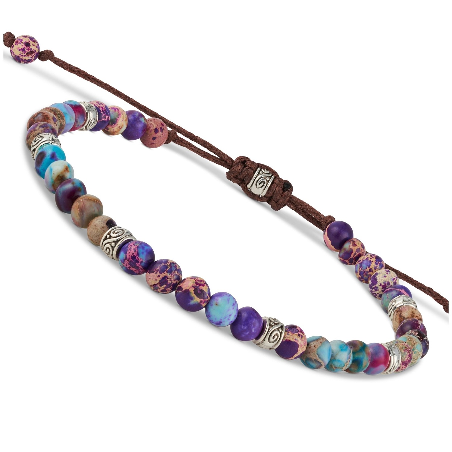 Yoga Armband - Jaspis Edelstein Perlen Blau mit Infinity Perlen