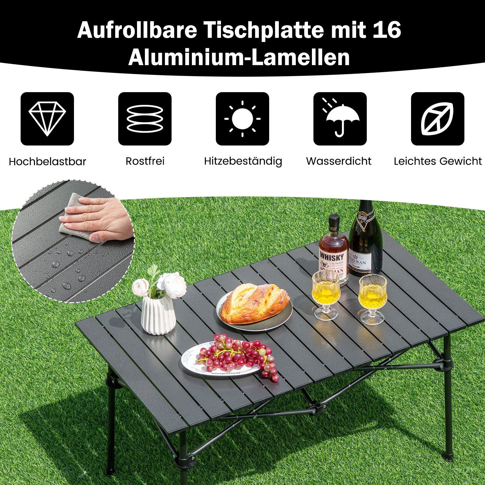 COSTWAY Campingtisch Klapptisch, mit Aluminium-Tischplatte