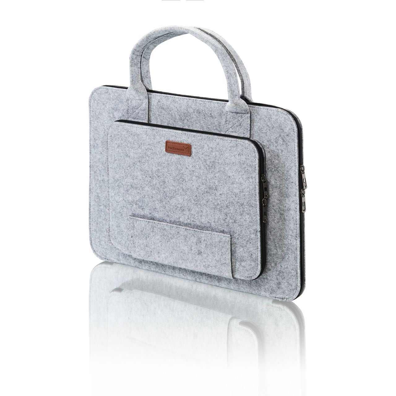 Weles Packenger Filz-Laptoptasche 15,6 Zoll, Laptophülle, Notebooktasche, Schutzhülle, 43 x 31,5 x 3 cm, hellgrau