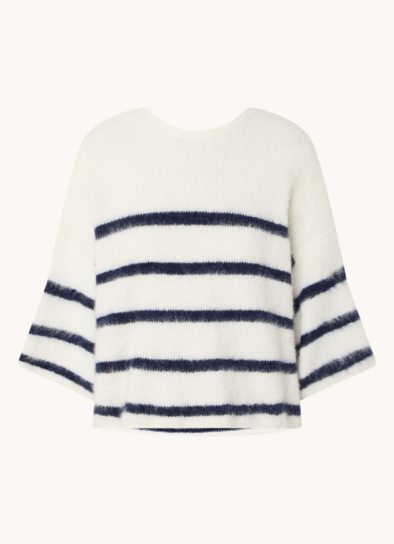ba&sh Fine-knit sweater in alpaca wool blend with stripe print and backless design