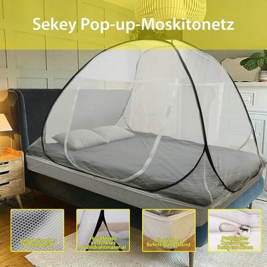 Sekey Moskitonetz Pop-up Insektenschutz Faltbare für Doppelbett Bett Baldachin, 200 x 180 x 145cm