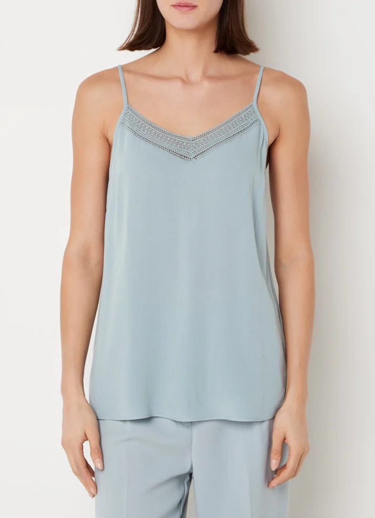 Top Beaumont Sarah in crêpe con spalline sottili e dettagli in pizzo.