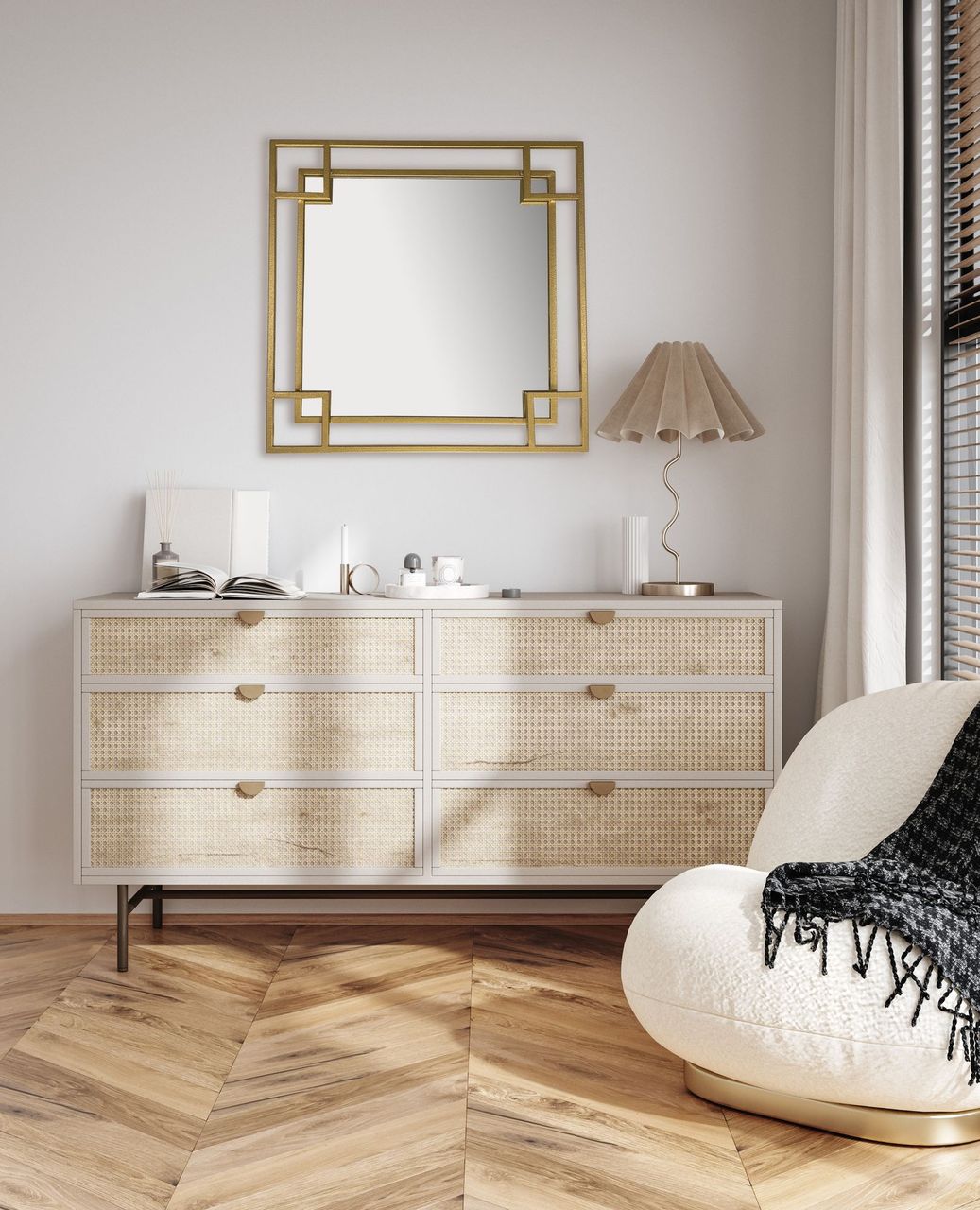 Wohnling Wandspiegel Gold 60x60 cm Metall
