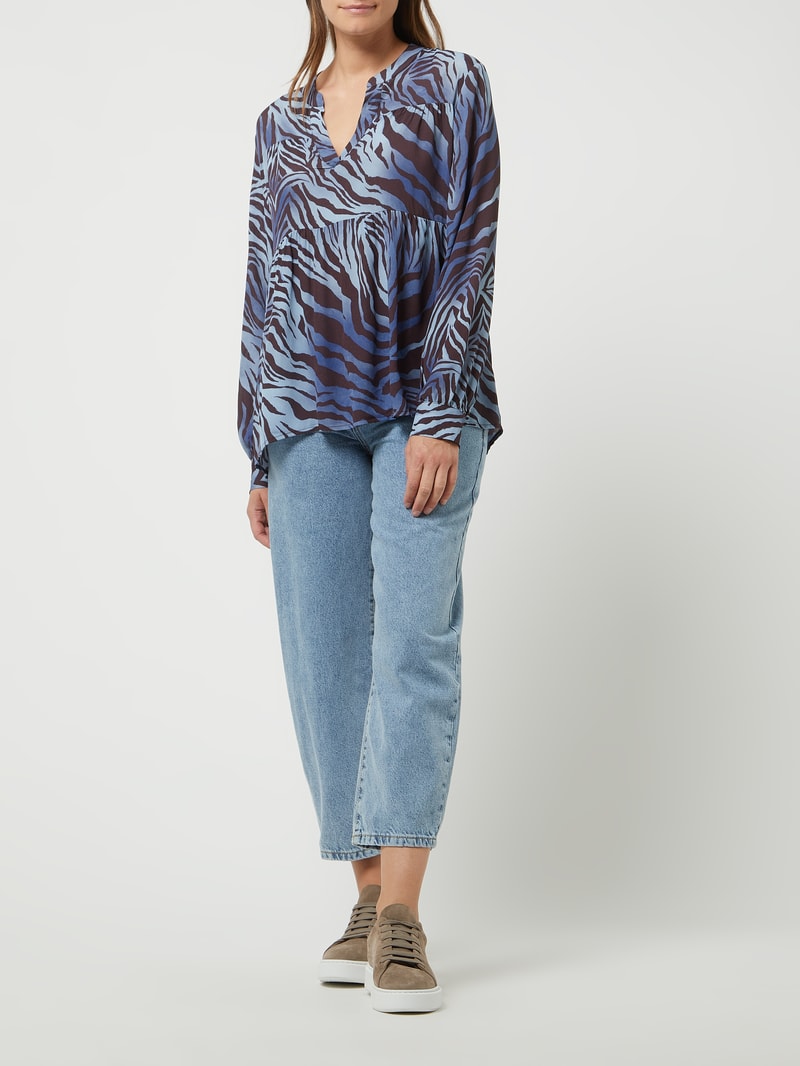 Blusenshirt aus Chiffon Modell 'Anthea' in bleu