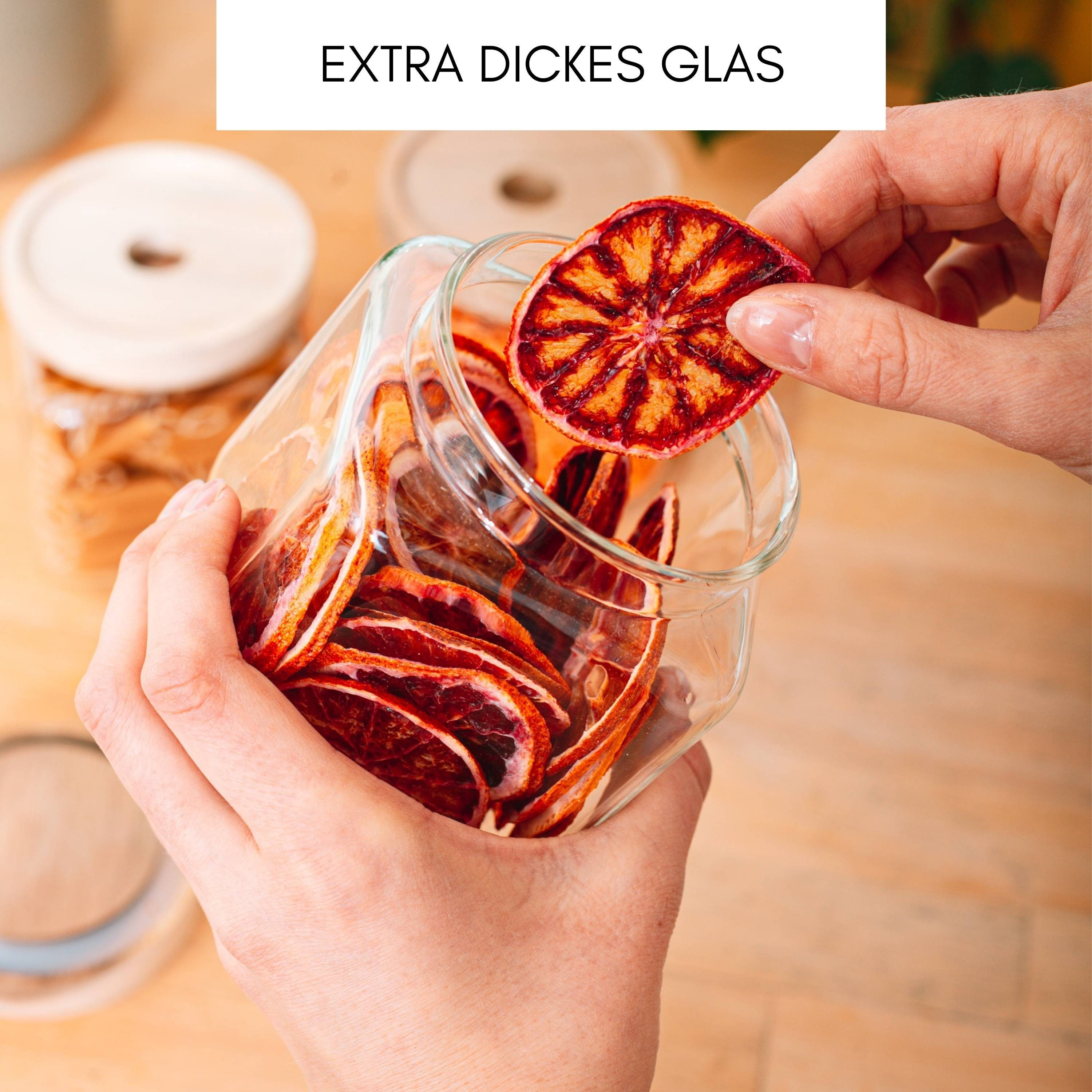Econovo Vorratsglas eckig, (Set, 3-tlg., stapelbar & luftdicht), eckige Vorratsdosen aus Glas mit Deckel für Lebensmittel & Gewürze
