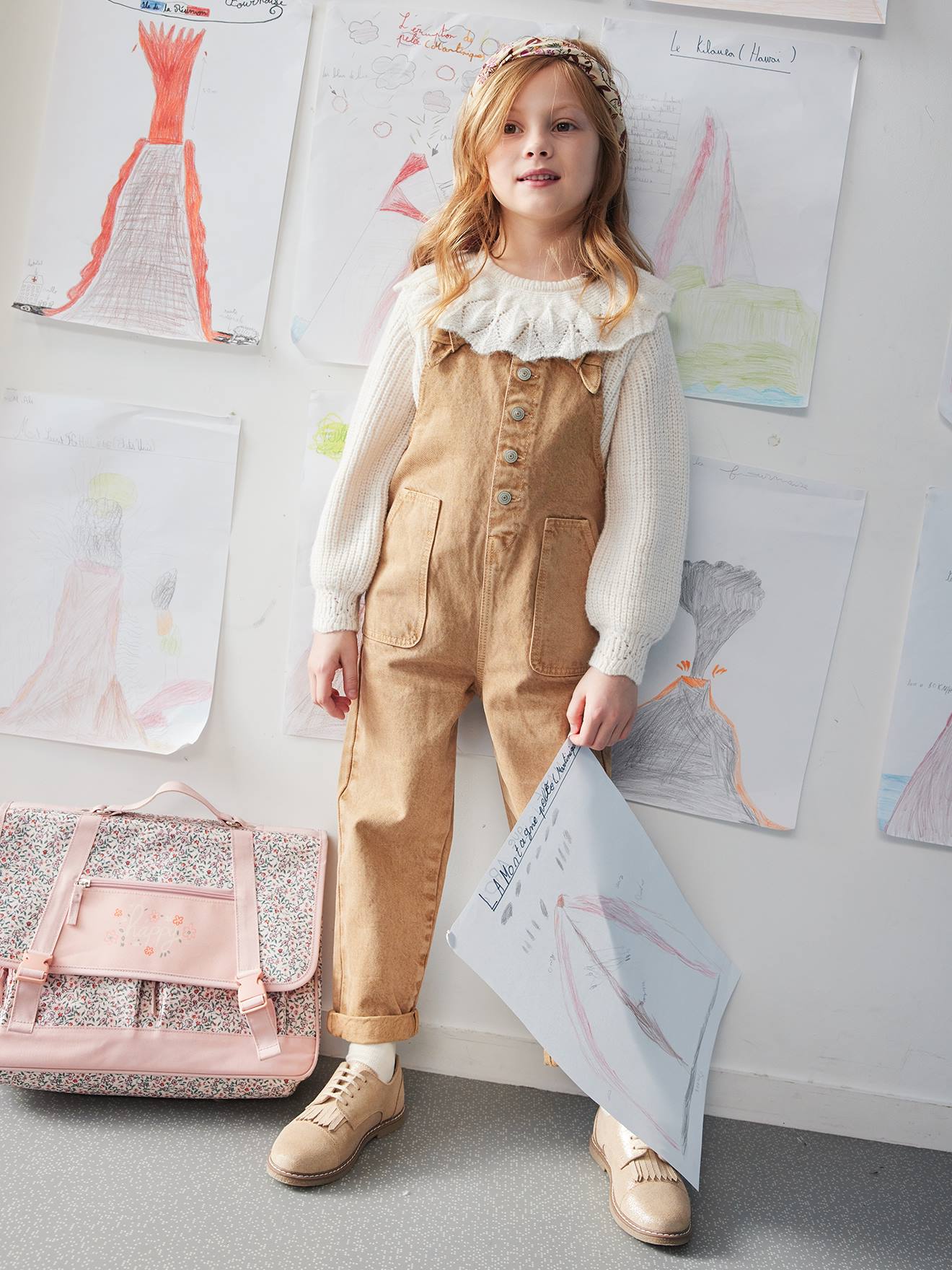 Vertbaudet Mädchen Latzhose, Worker-Style - taupe