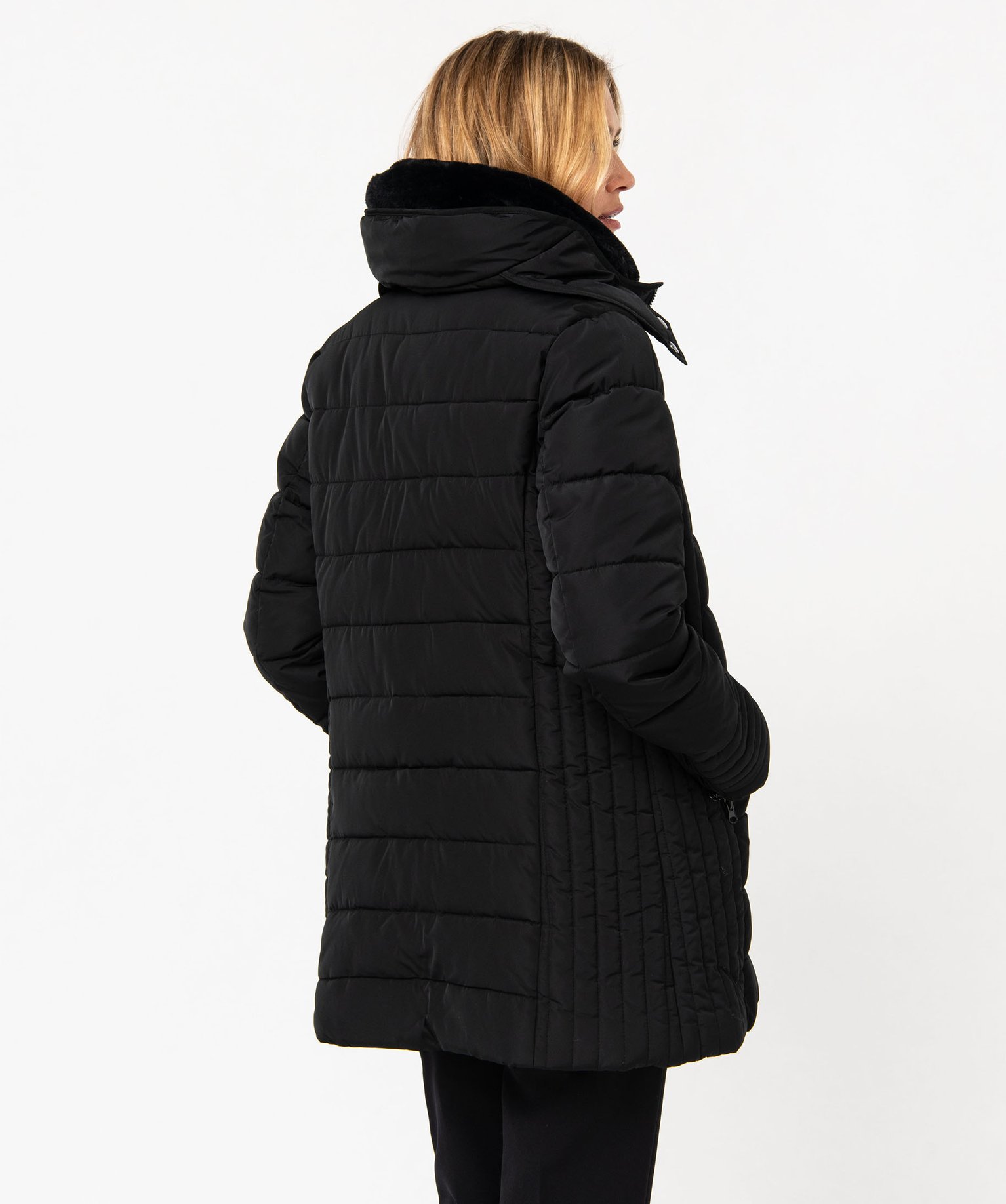 Manteau matelassé avec col montant doublé femme noir | GEMO
