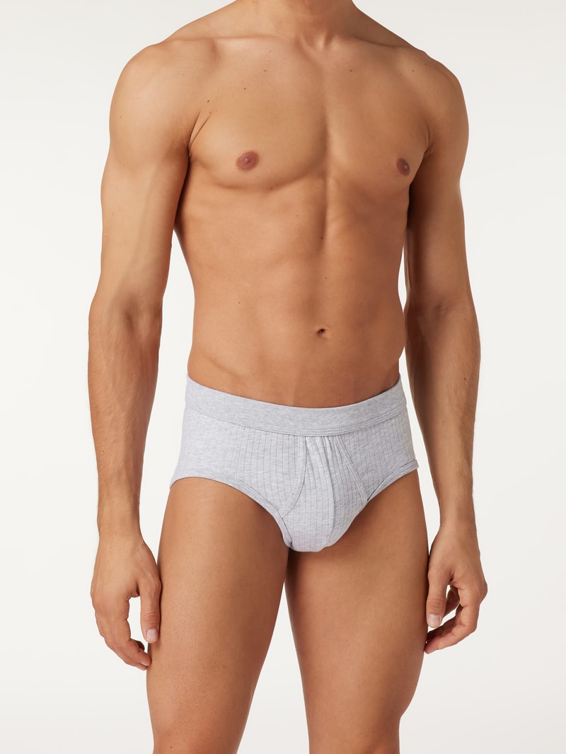 Slip mit Rippenstruktur im 2er-Pack Modell 'Authentic' in mittelgrau meliert