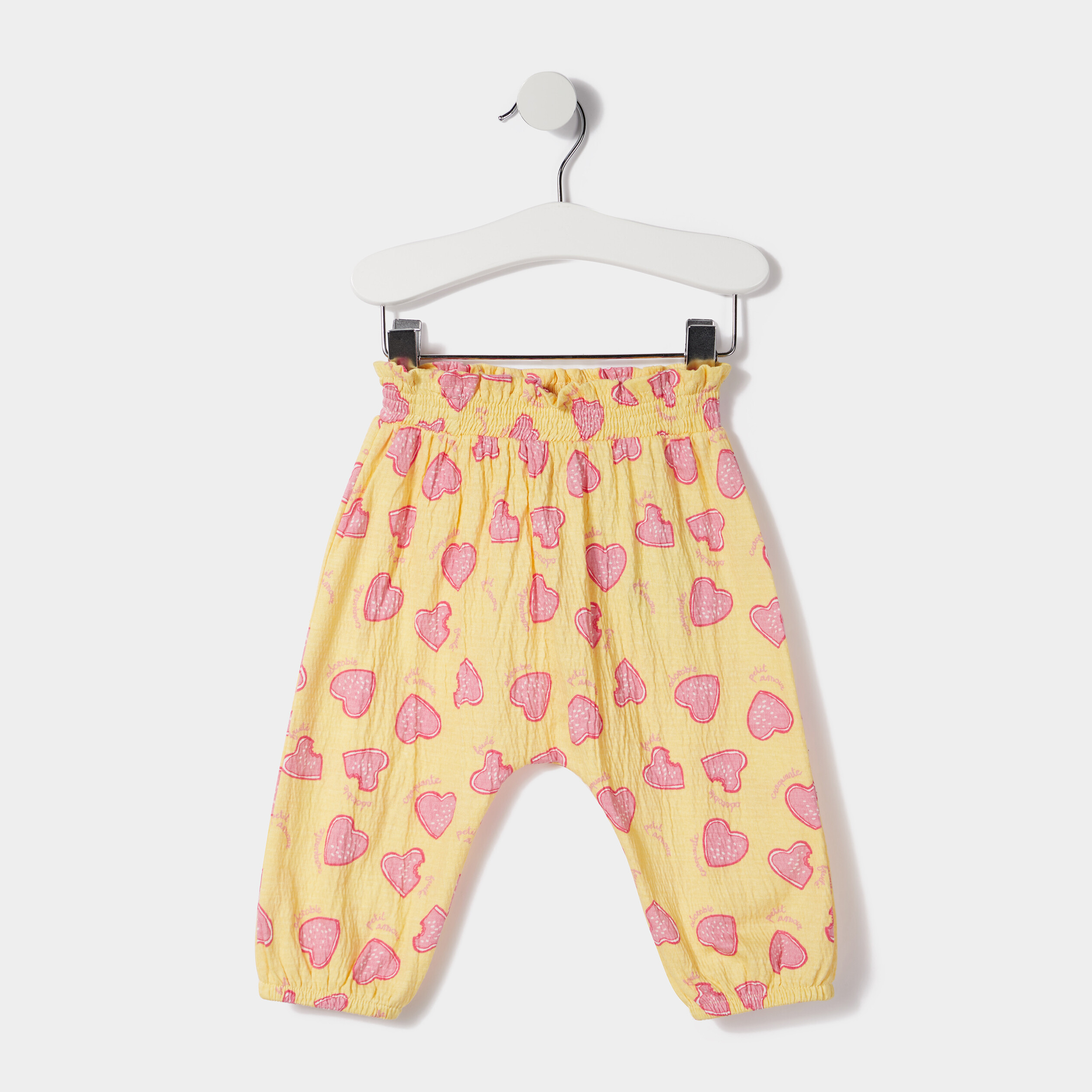 Pantalon à taille élastiquée jaune bébé fille | La Halle