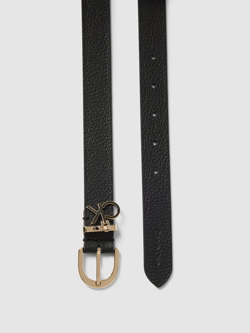 Ledergürtel mit Label-Applikation Modell 'FRAME CHARM BUCKLE' in schwarz
