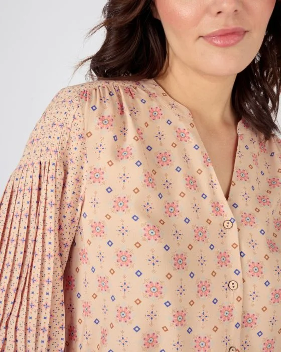 Chemisier manches plissées pure viscose Lenzing(TM) EcoVero(TM)