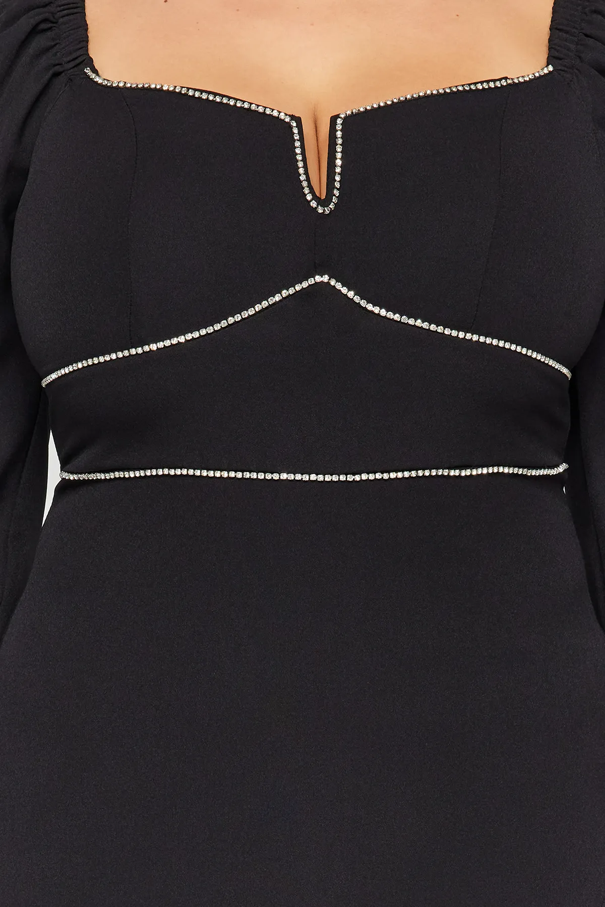 Trendyol Curve  Schwarzes Abendkleid TBBAW24AD00001