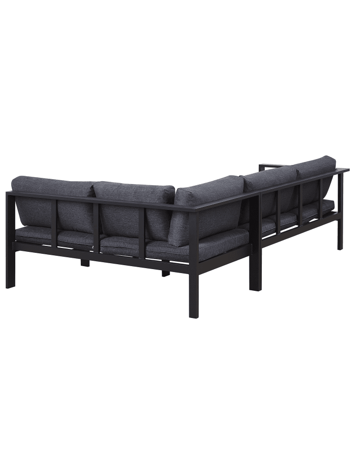 Beliani 4-tlg Lounge Set MESSINA in Schwarz/Heller Holzfarbton/Grau günstig kaufen onesize