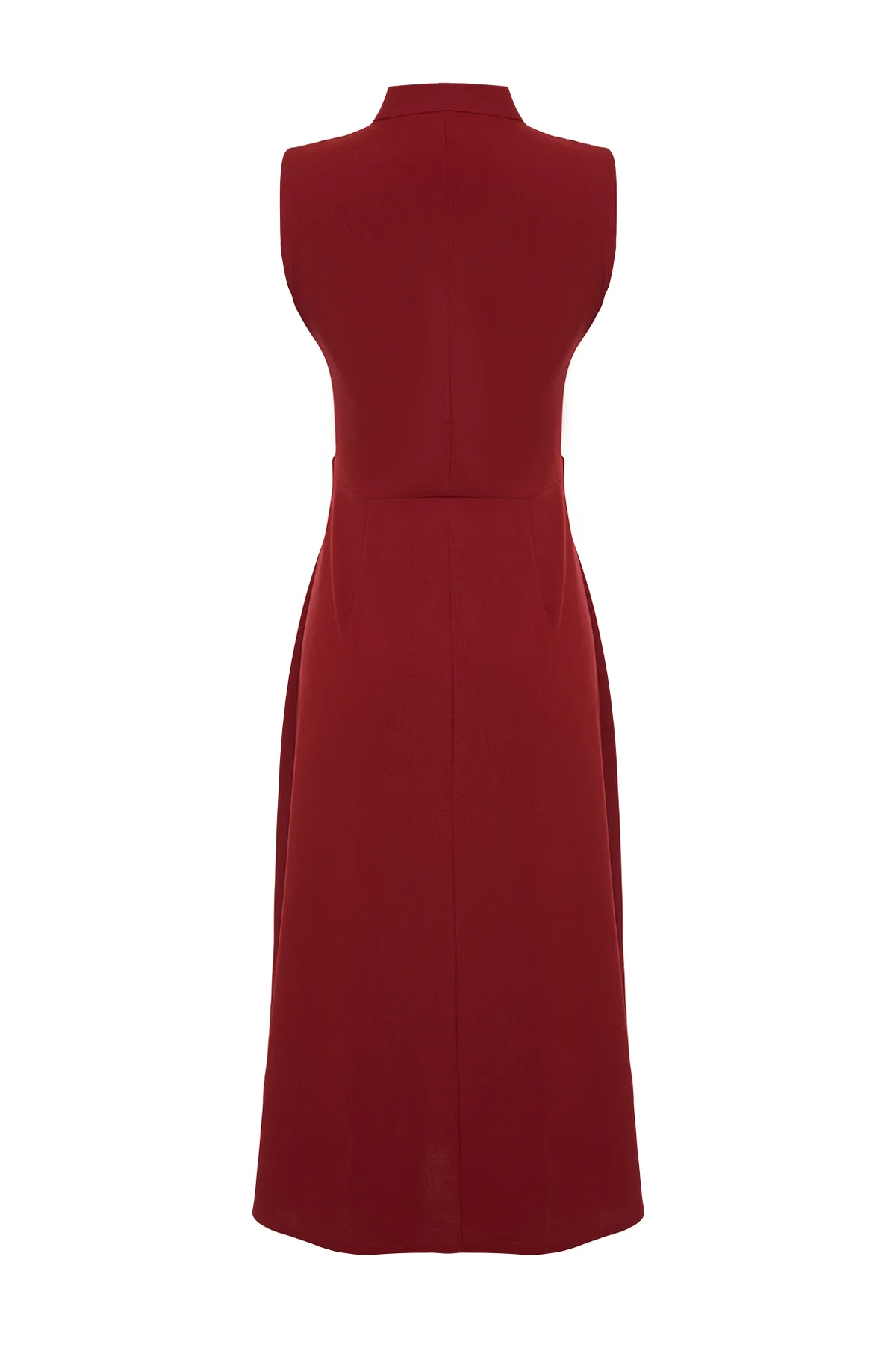 Trendyol Collection  Burgunderrotes gewebtes Kleid mit Knöpfen TWOAW24EL00422