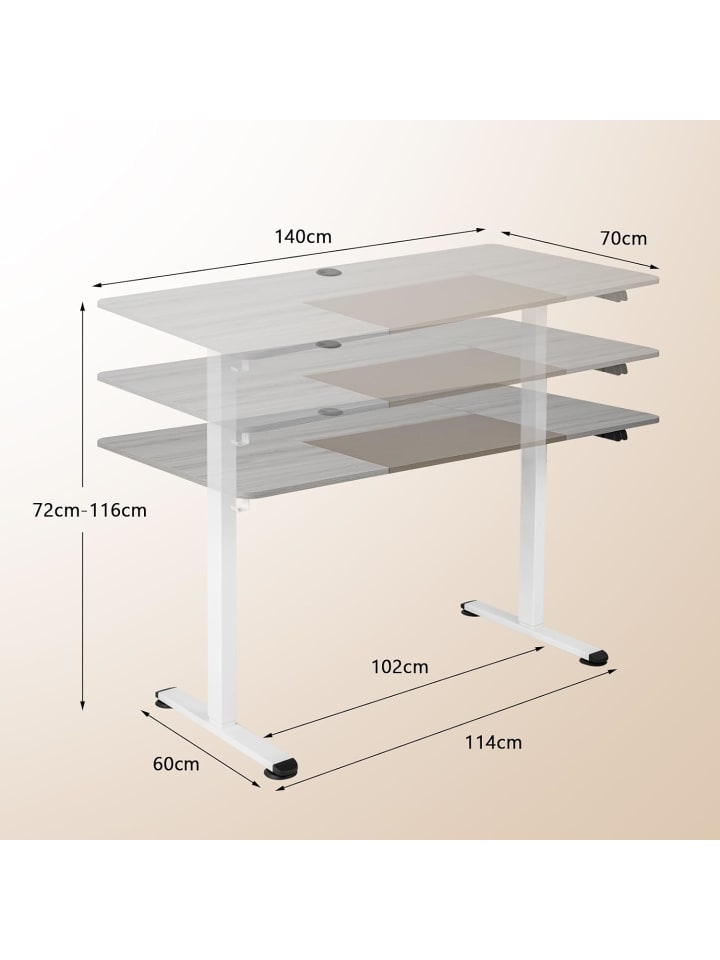 COSTWAY Ergonomischer Steh-Sitz Tisch in Grau günstig kaufen onesize