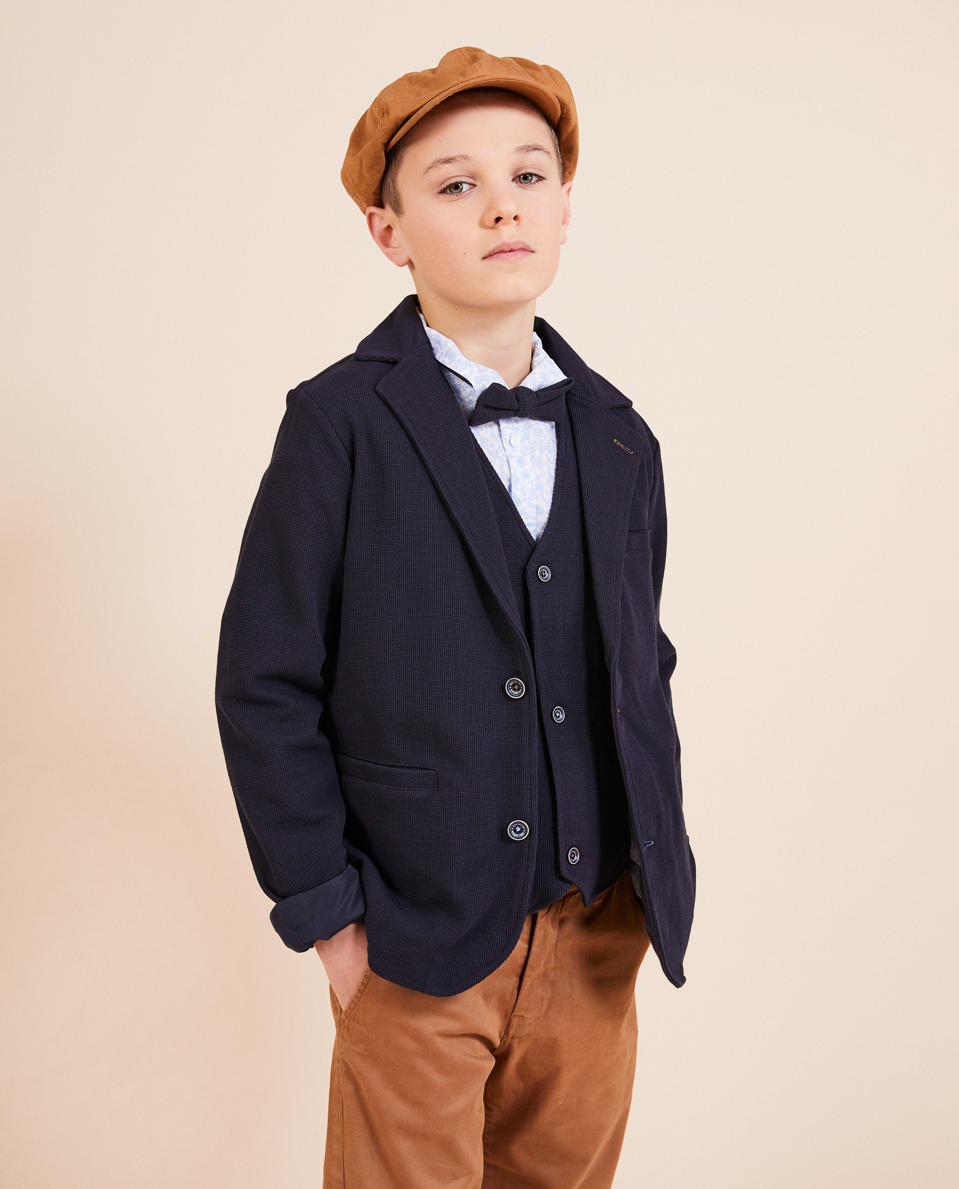 Sacou Kidz Nation cu model waffle, albastru închis festiv