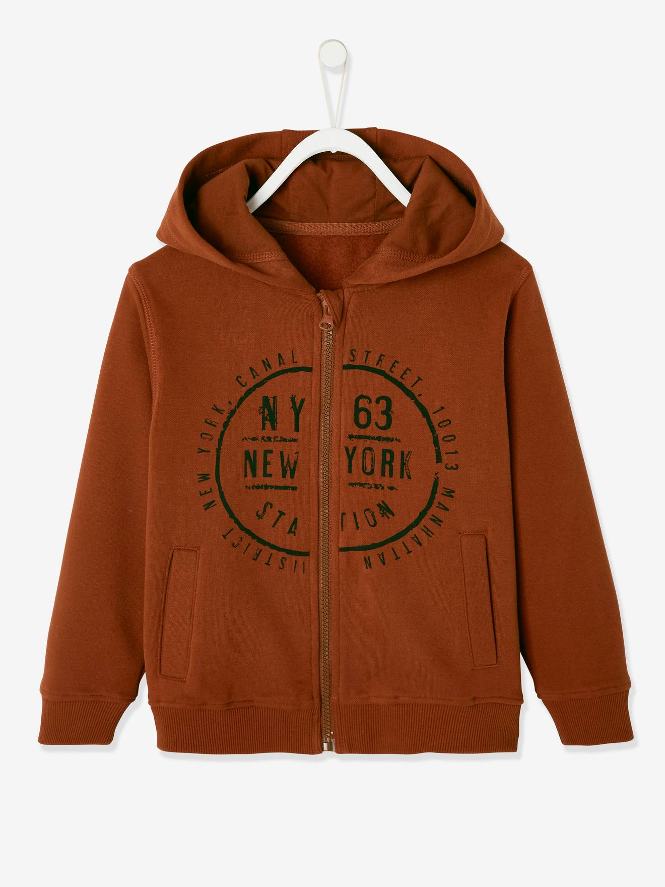 Sweat zippé à capuche Basics garçon motif graphique encre