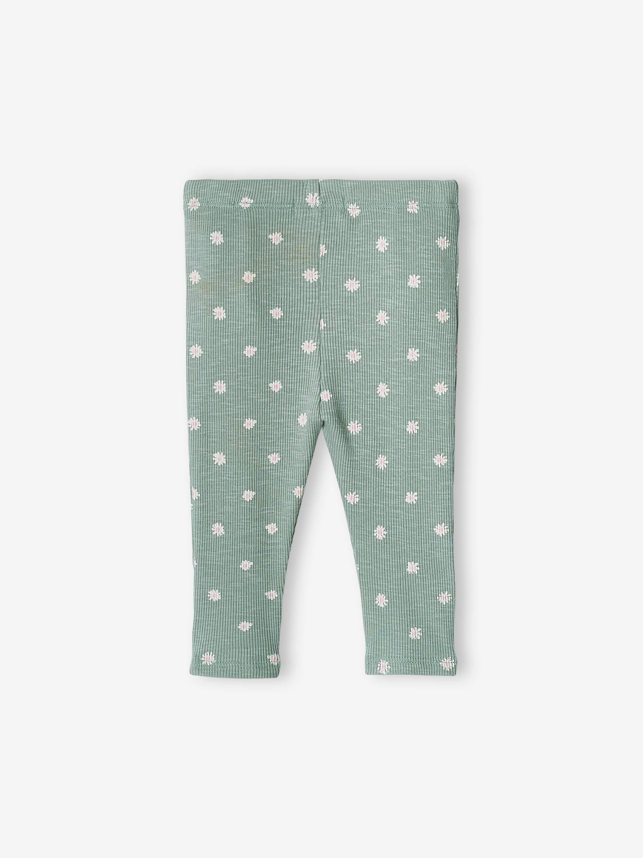 Legging bébé en maille côtelée vert sauge